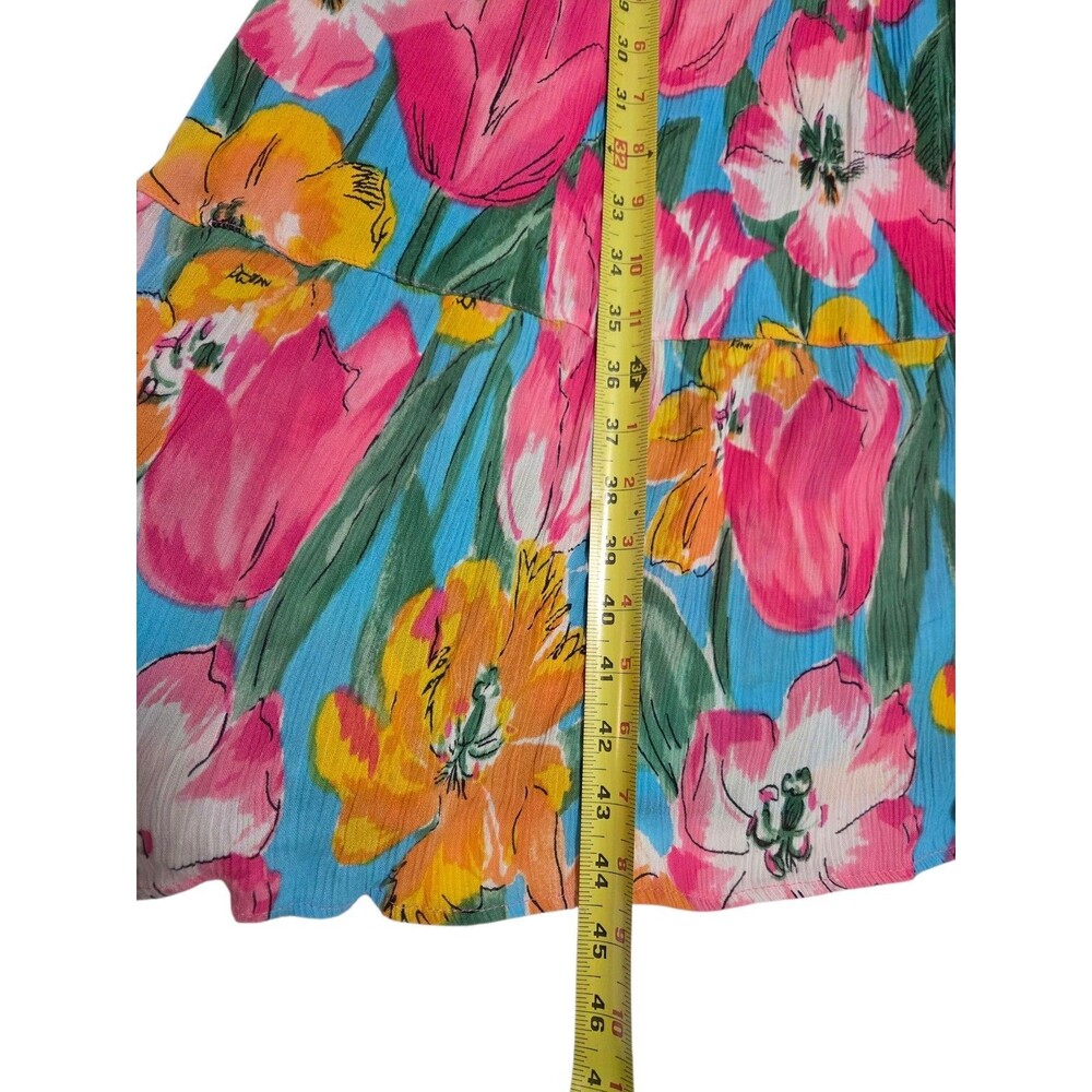 Go Softly Patio Dress Women's XL Colorful Tropical Rayon Pocket Pullover Midi - Picture 8 of 9